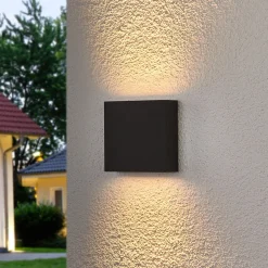 Lucande LED buiten wandlamp Trixy, antraciet, metaal, IP54