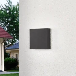 Lucande LED buiten wandlamp Trixy, antraciet, metaal, IP54