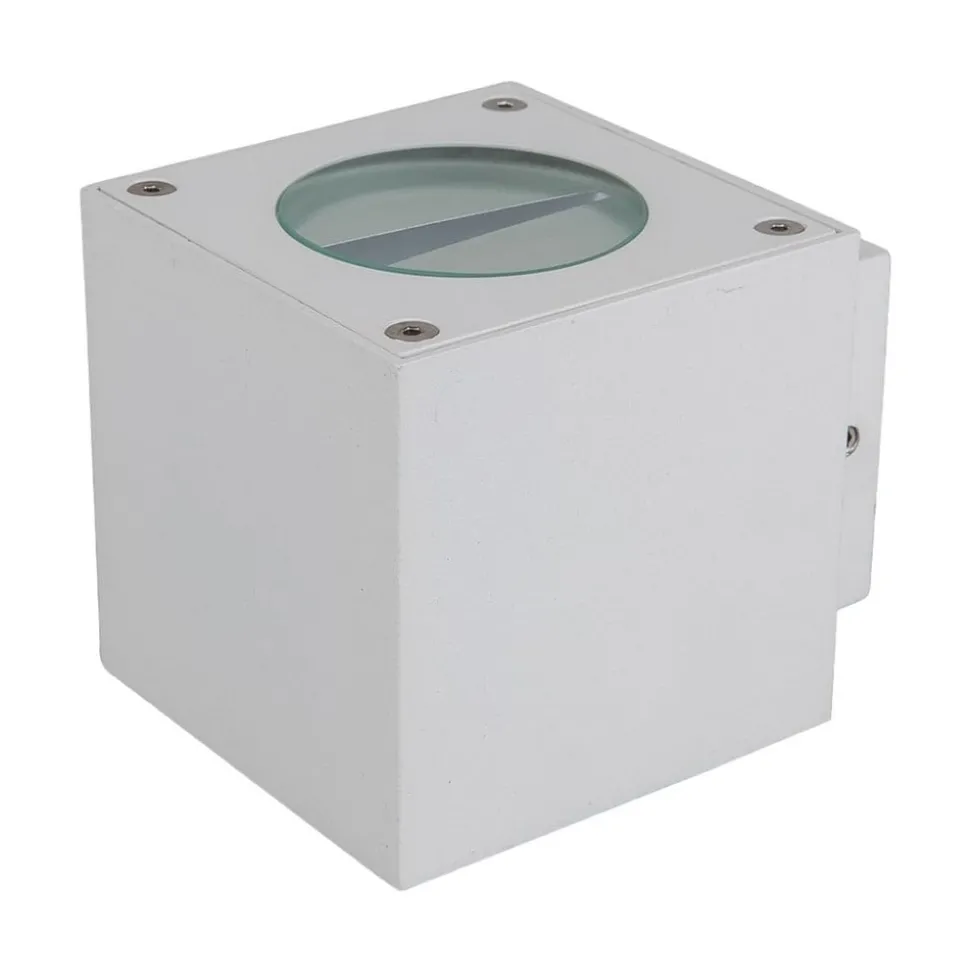 Lucande LED buiten wandlamp Jarno, wit, metaal, 9cm