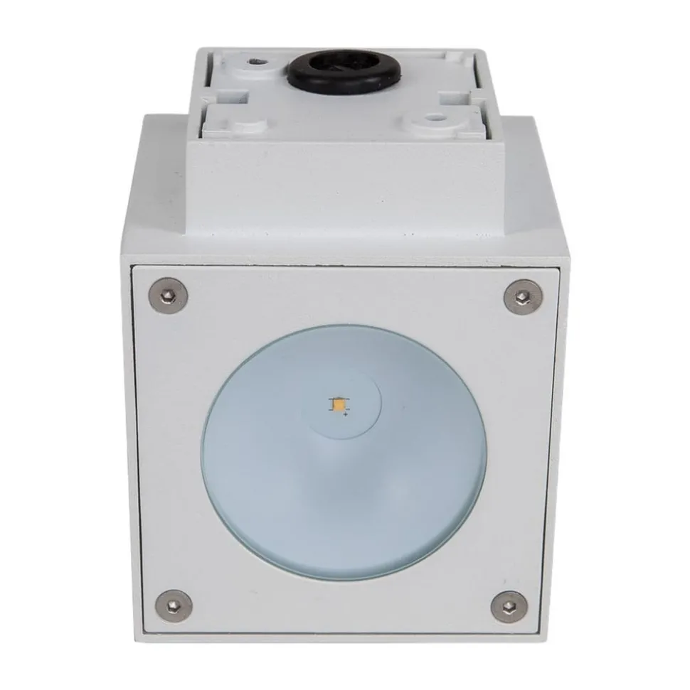 Lucande LED buiten wandlamp Jarno, wit, metaal, 9cm