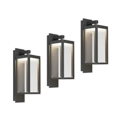 Lucande LED buiten wandlamp Ferdinand, set van 3, grijs, 38 cm