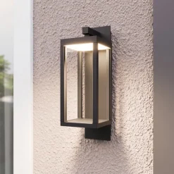 Lucande LED buiten wandlamp Ferdinand, set van 3, grijs, 38 cm