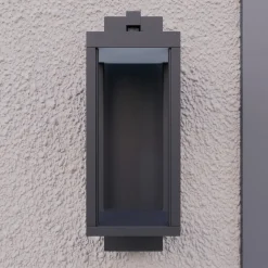 Lucande LED buiten wandlamp Ferdinand, set van 3, grijs, 38 cm