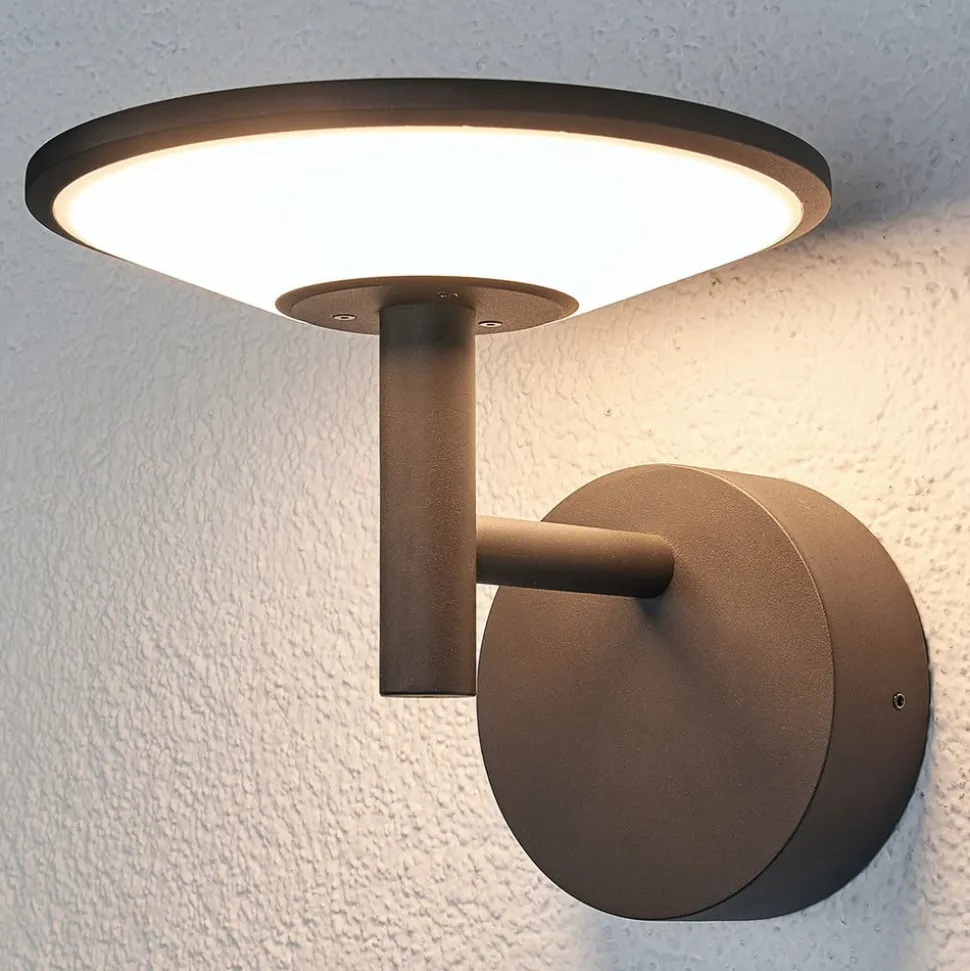Lucande LED buiten wandlamp Fenia, antraciet, aluminium, IP65