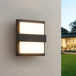 Lucande LED buiten wandlamp Gylfi, 20 cm, antraciet, aluminium
