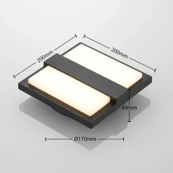 Lucande LED buiten wandlamp Gylfi, 20 cm, antraciet, aluminium