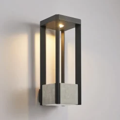 Lucande LED buiten wandlamp Kalisa, IP65, grijs, metaal