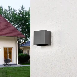 Lucande LED buiten wandlamp Evie, 11 cm, antraciet, up/down
