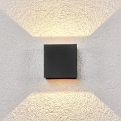 Lucande LED buiten wandlamp Evie, 11 cm, antraciet, up/down