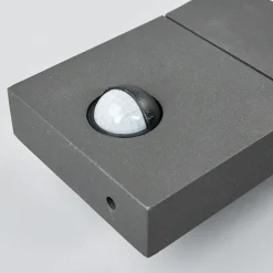 Lucande LED buiten wandlamp Juvia, sensor, 27 cm, grijs, IP54