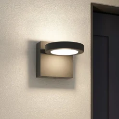 Lucande LED buiten wandlamp Belna, metaal, IP65, antraciet