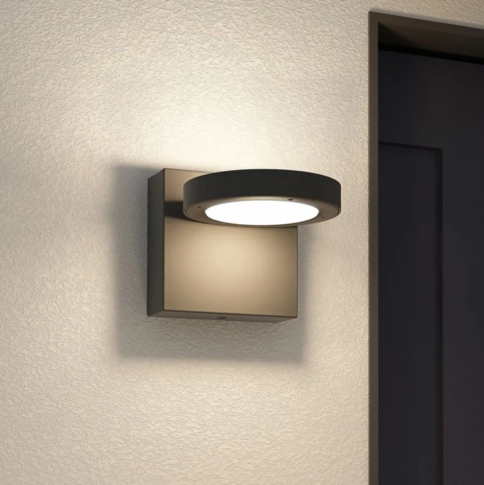 Lucande LED buiten wandlamp Belna, metaal, IP65, antraciet