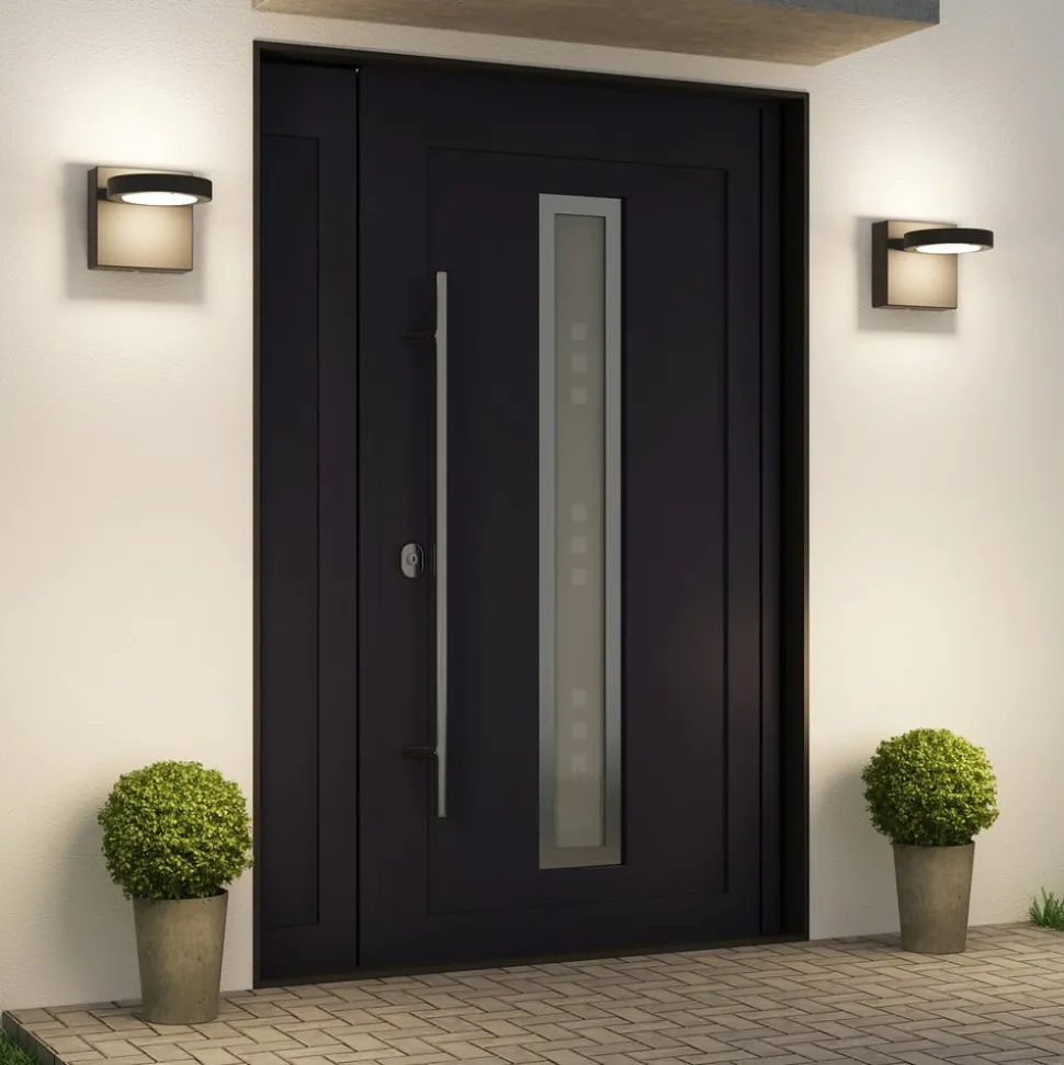 Lucande LED buiten wandlamp Belna, metaal, IP65, antraciet