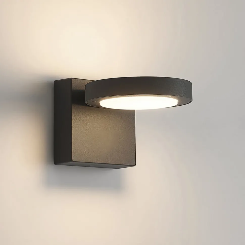 Lucande LED buiten wandlamp Belna, metaal, IP65, antraciet