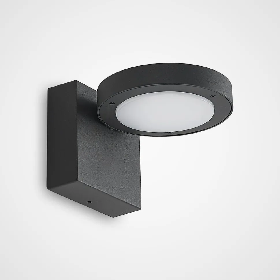 Lucande LED buiten wandlamp Belna, metaal, IP65, antraciet