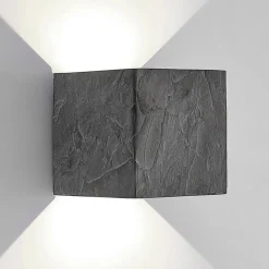 Lucande LED buiten wandlamp Naja, leisteen look