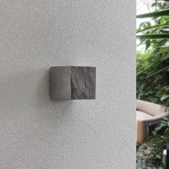 Lucande LED buiten wandlamp Naja, leisteen look