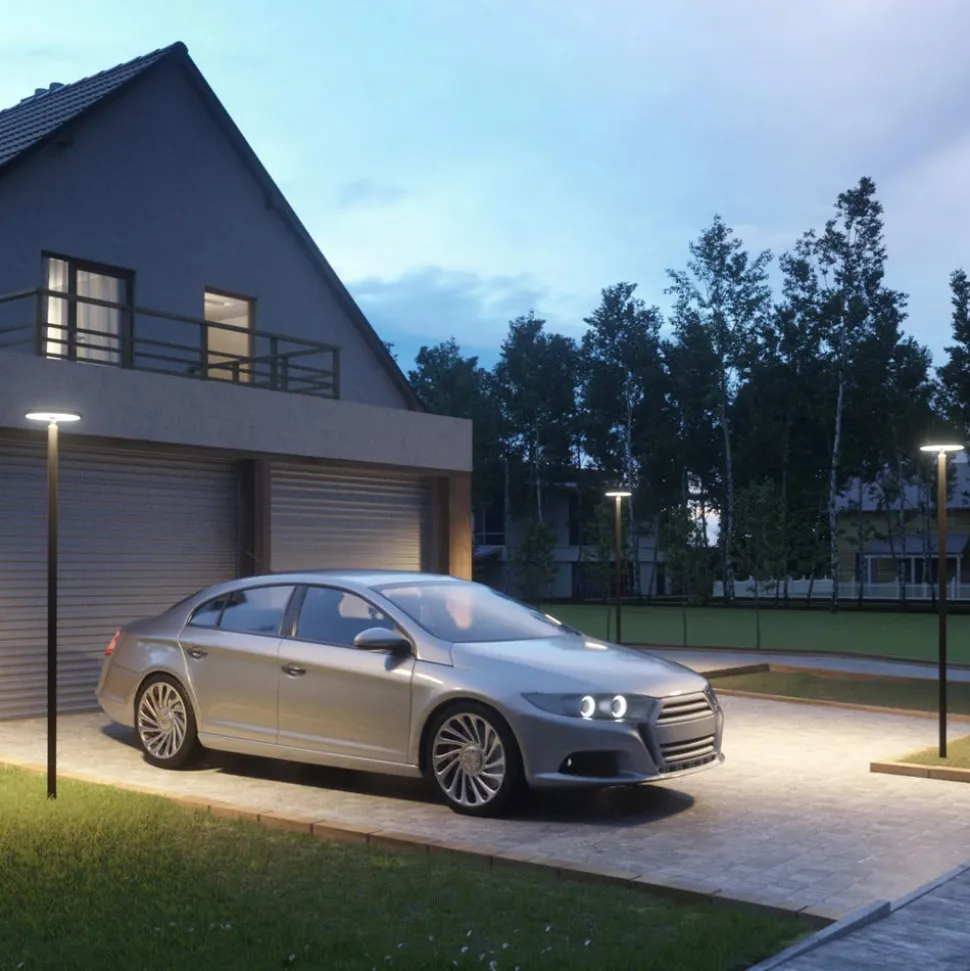 Lucande LED buitenlamp Akito, antraciet, 220 cm, IP54