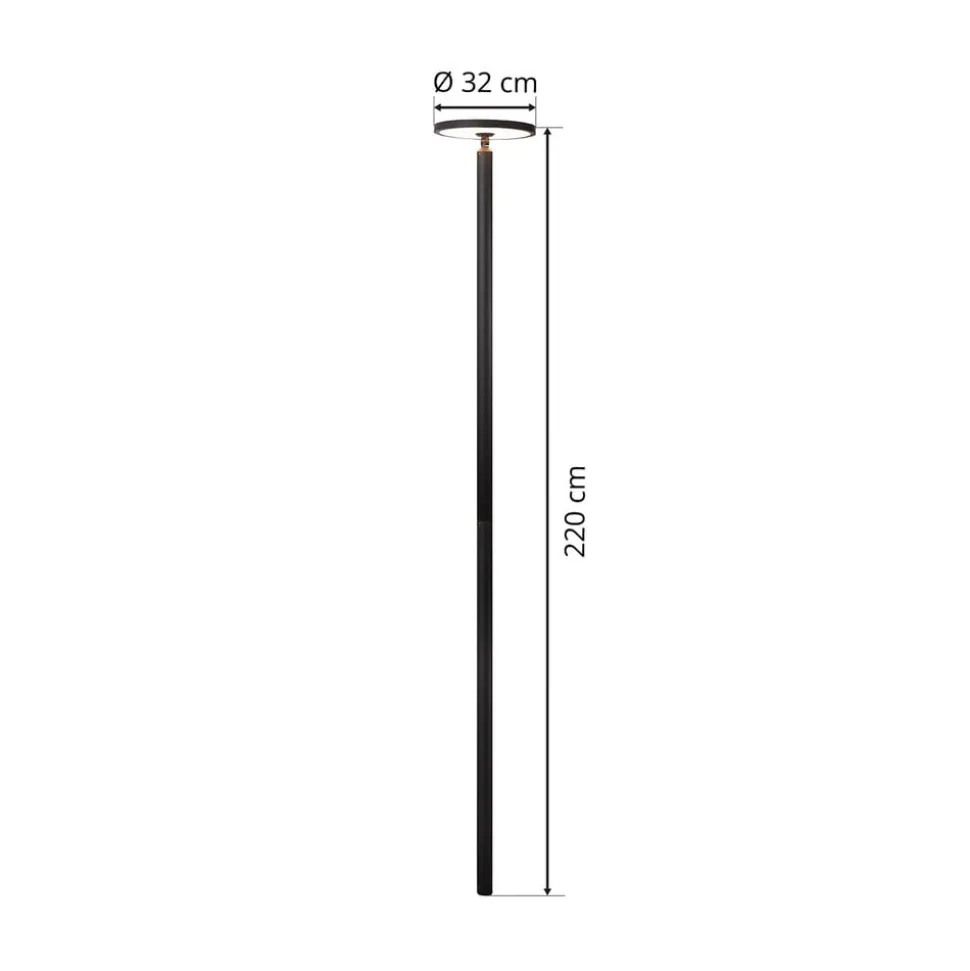 Lucande LED buitenlamp Akito, antraciet, 220 cm, IP54