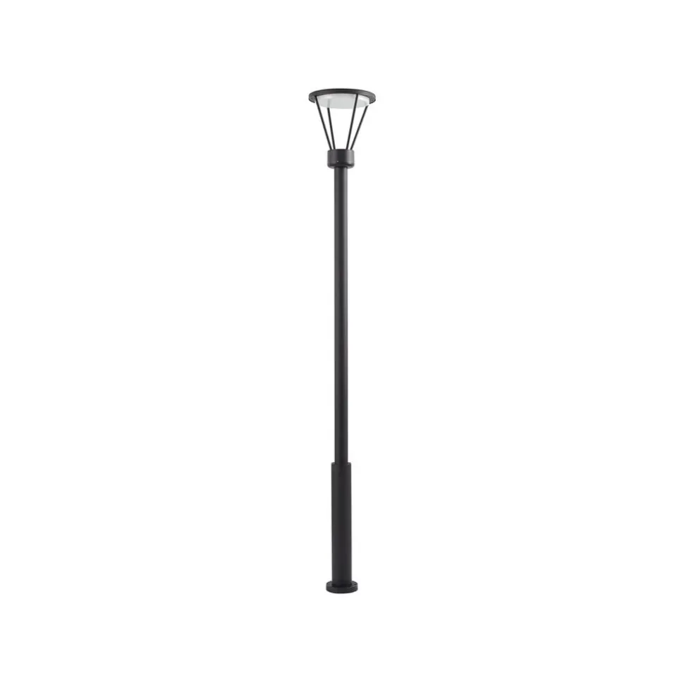 Lucande LED buitenlamp Elario, 222 cm, zwart, aluminium