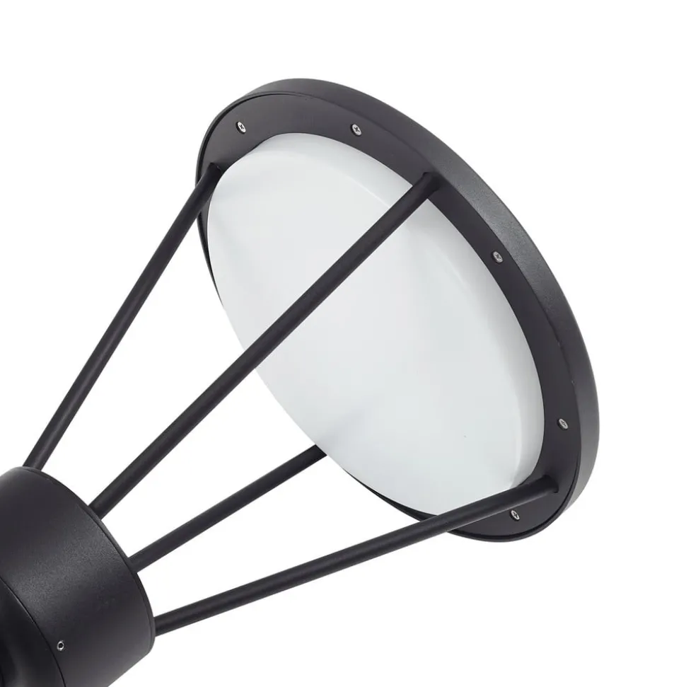 Lucande LED buitenlamp Elario, 222 cm, zwart, aluminium