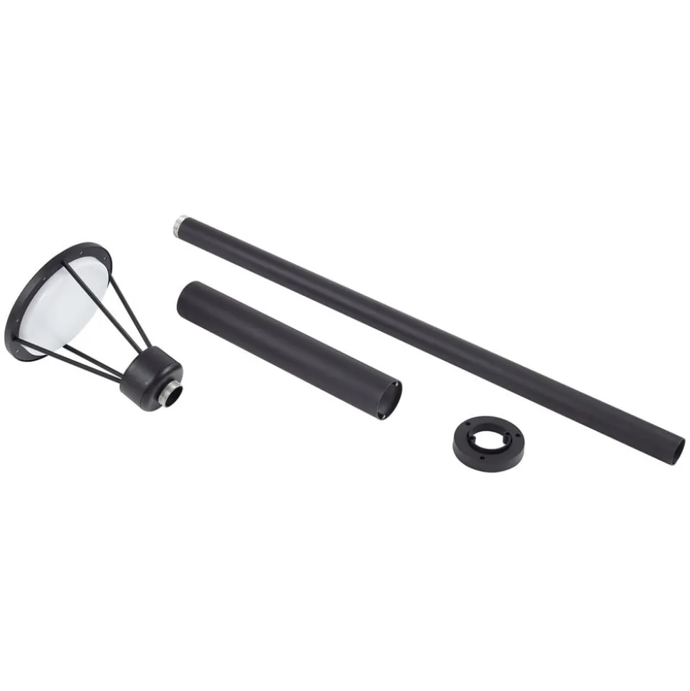 Lucande LED buitenlamp Elario, 222 cm, zwart, aluminium