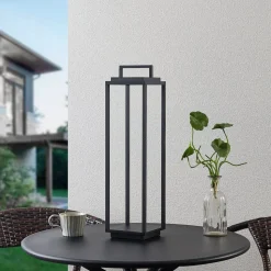 Lucande LED buitenlamp Elaja, zwart, oplaadbare batterij, USB, dimbaar