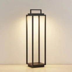 Lucande LED buitenlamp Elaja, zwart, oplaadbare batterij, USB, dimbaar