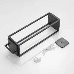 Lucande LED buitenlamp Elaja, zwart, oplaadbare batterij, USB, dimbaar