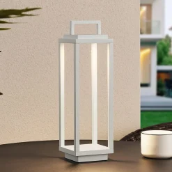 Lucande LED buitenlamp Mirina, wit, oplaadbare batterij, touchdimmer