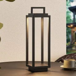 Lucande LED buitenlamp Mirina, zwart, oplaadbare batterij, touchdimmer