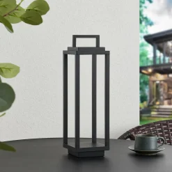 Lucande LED buitenlamp Mirina, zwart, oplaadbare batterij, touchdimmer