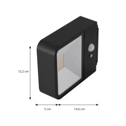 Lucande LED buitenwandlamp Dava op zonne-energie, hoogte 5 cm, sensor