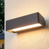 Lucande LED buitenwandlamp Midvig, donkergrijs, hoekig, IP65