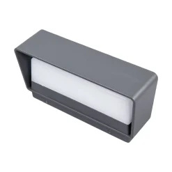 Lucande LED buitenwandlamp Midvig, donkergrijs, hoekig, IP65