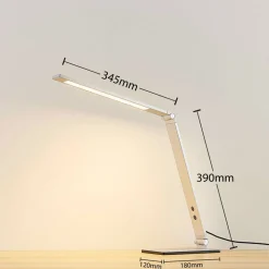Lucande LED bureaulamp Nicano, grijs, metaal, dimbaar.