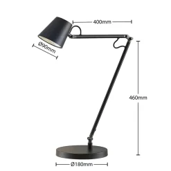 Lucande LED bureaulamp Tarris, hoogte 46 cm, zwart