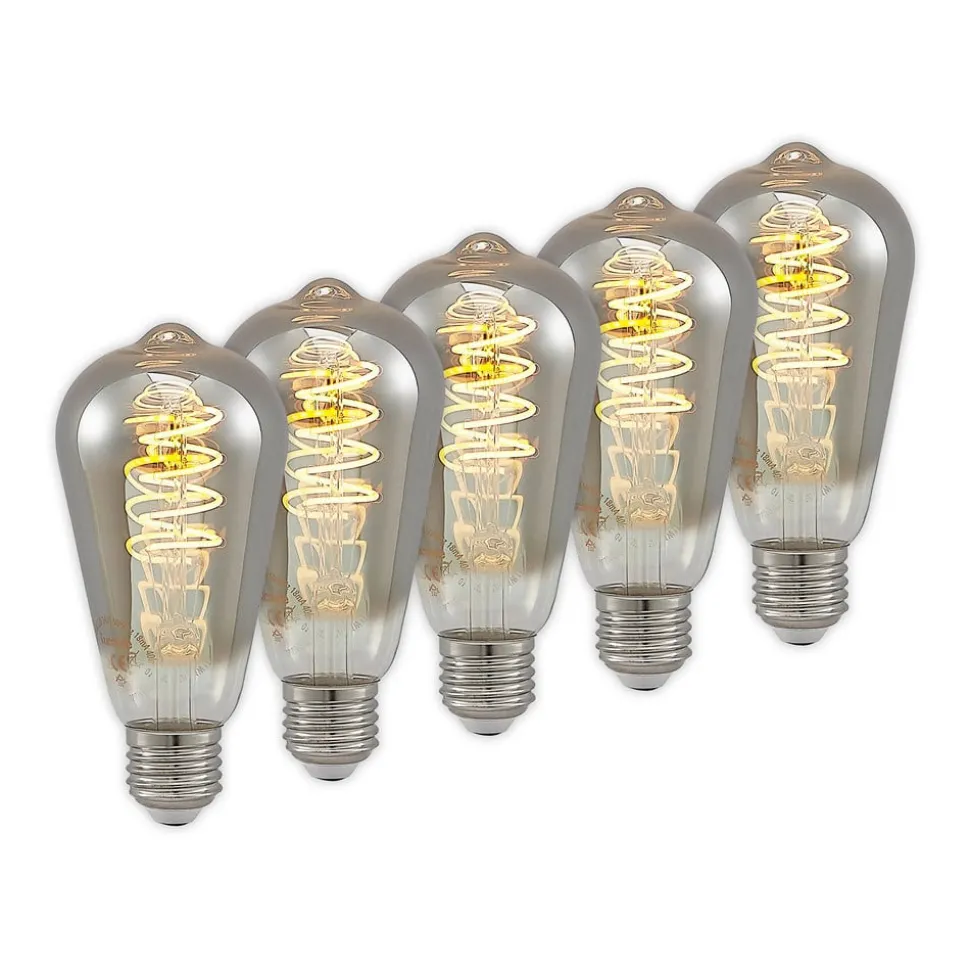 Lucande LED E27 ST64 4W dimbaar titaan per 5