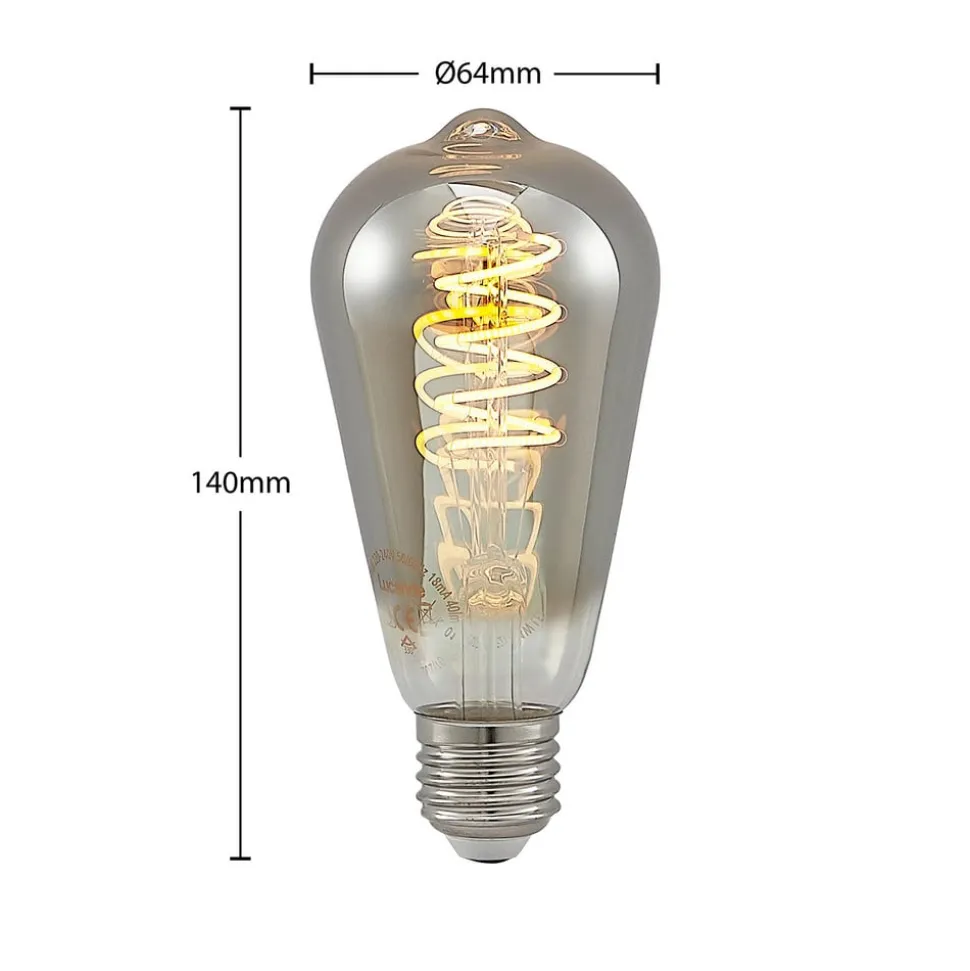 Lucande LED E27 ST64 4W dimbaar titaan per 5