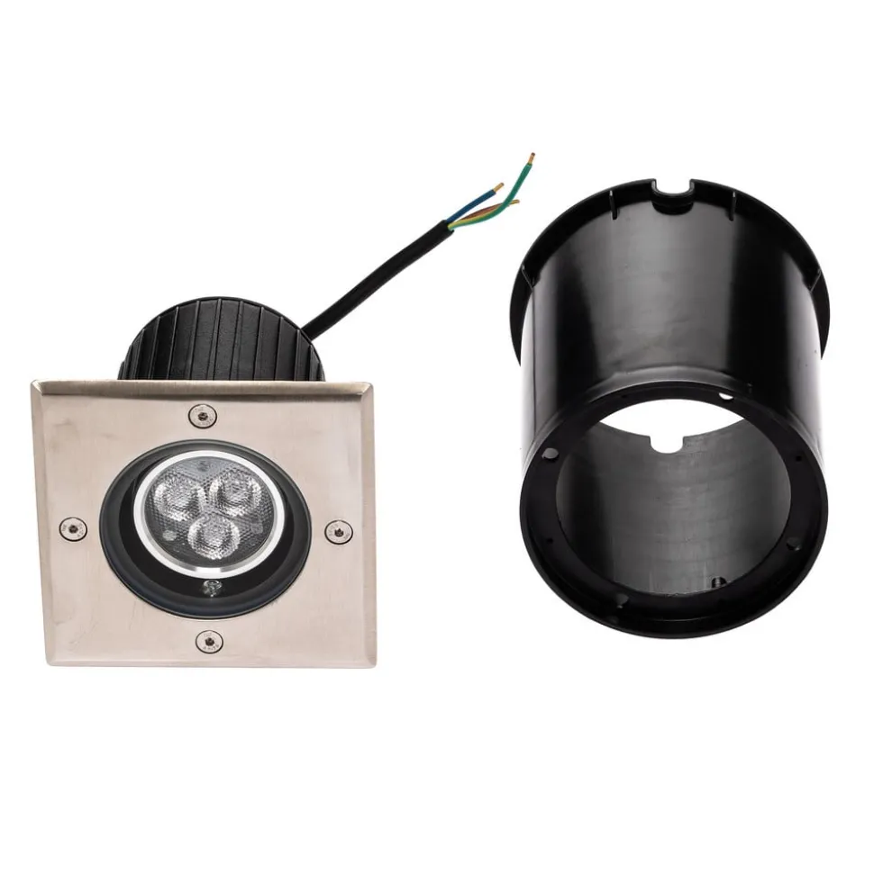 Lucande LED grondspot inbouwlamp Jos, hoekig, draaibaar, IP67