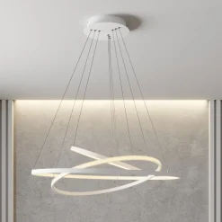 Lucande LED hanglamp Ezana, wit, metaal, Ø 80cm