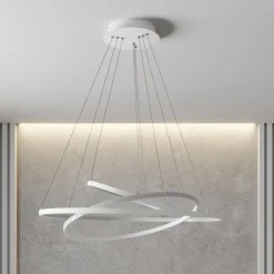 Lucande LED hanglamp Ezana, wit, metaal, Ø 80cm