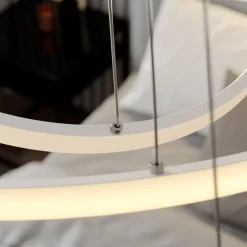 Lucande LED hanglamp Ezana, wit, metaal, Ø 80cm