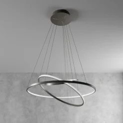 Lucande LED hanglamp Ezan, nikkel, metaal, Ø 80cm