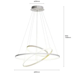 Lucande LED hanglamp Ezan, nikkel, metaal, Ø 80cm