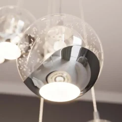 Lucande LED hanglamp Hayley, Ø 40 cm, 9-lamps, chroom, glas