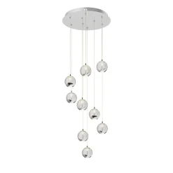 Lucande LED hanglamp Hayley, Ø 40 cm, 9-lamps, chroom, glas