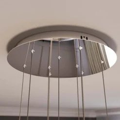 Lucande LED hanglamp Hayley, Ø 40 cm, 9-lamps, chroom, glas