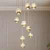 Lucande LED hanglamp Hayley, Ø 40 cm, 9-lamps, goud, glas