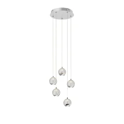 Lucande LED hanglamp Hayley, Ø 30 cm, 5-lamps, chroom, glas